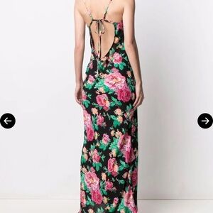 For Love And Lemons Backless Dress - Black and Pink Floral